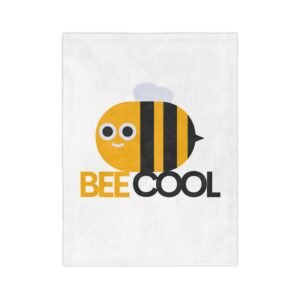 Bee Cool Velveteen Microfiber Blanket, Cozy Throw for Bee Lovers, Kids Room Decor, Cute Gift, Nursery Accessory, Cozy Home Essential